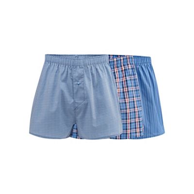 Pack of three blue patterned print boxers